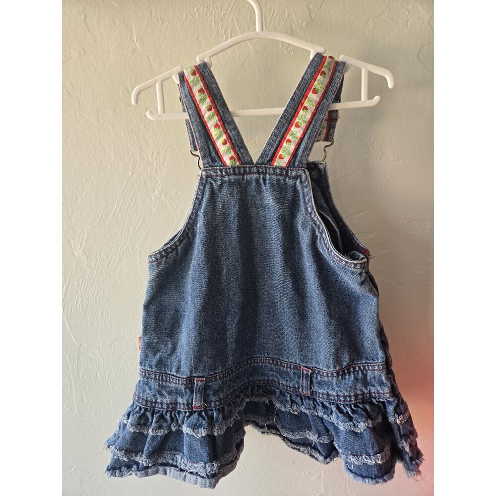 Vintage Y2K Strawberry Shortcake Denim Overall Dress Dressalls Girls 3T RARE - Picture 6 of 8